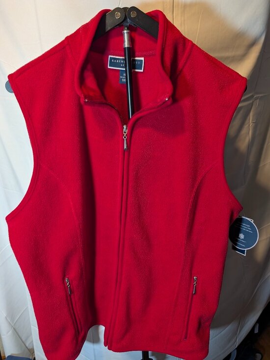 Karen Scott Jackets & Blazers - Karen Scott Sport Vest Womens XL Red Fleece Full Zip Zeroproof Pockets NWT
